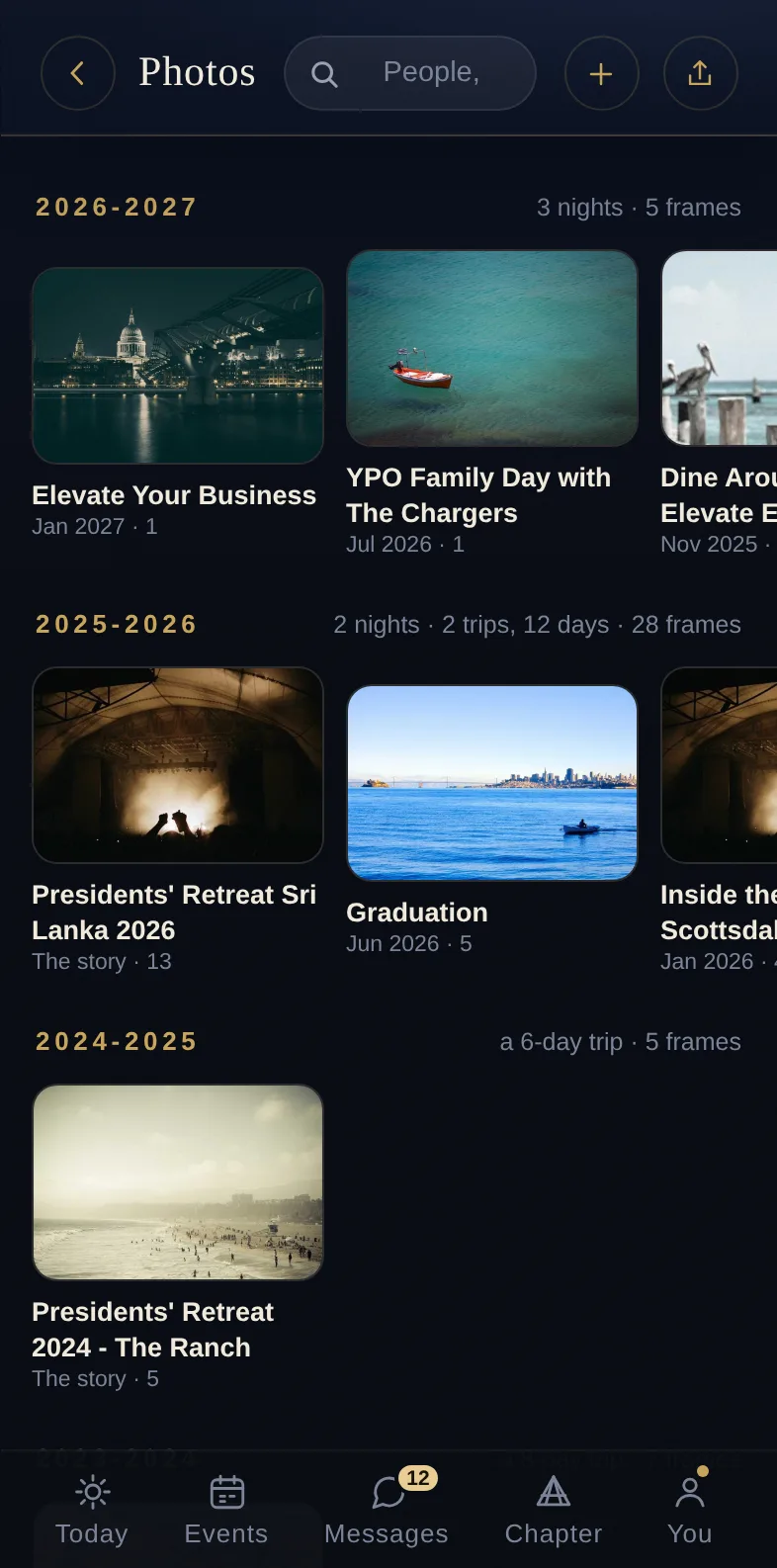 The photo albums - one per event